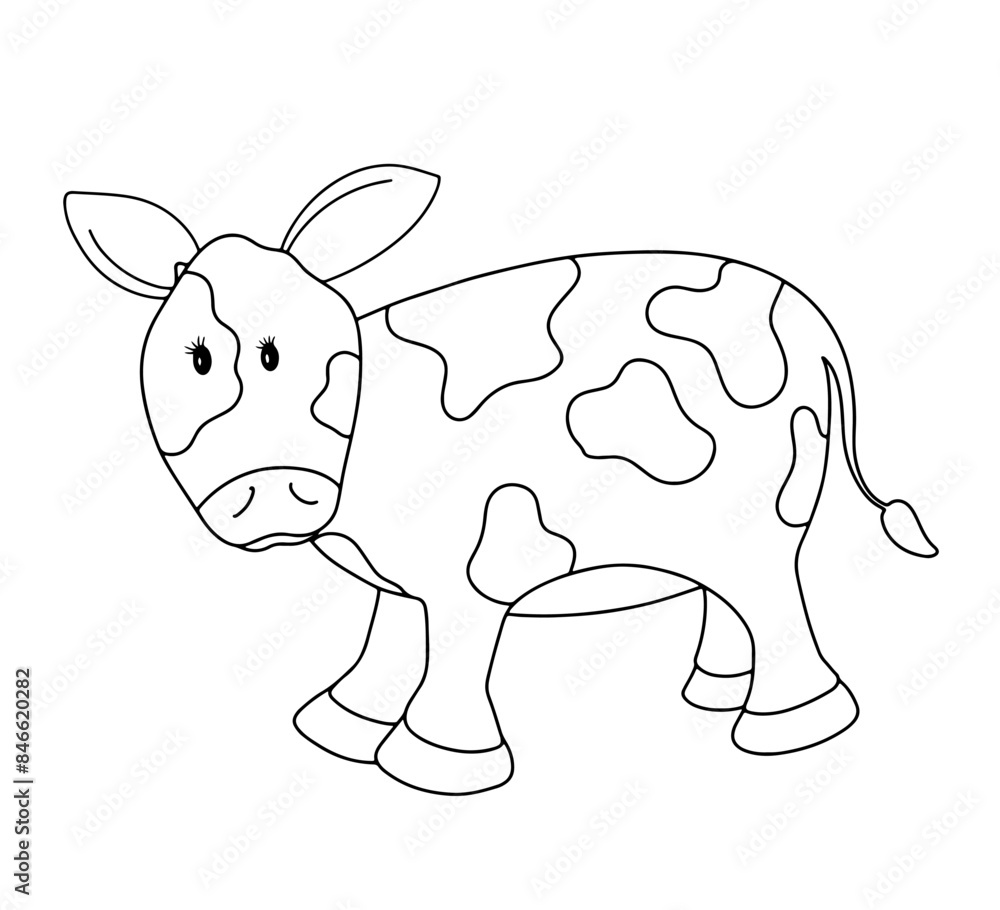Fototapeta premium Hand drawing line of cow isolated on transparent background. vector doodle illustration