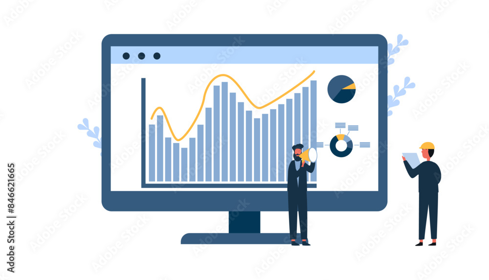 businessman looking at a computer monitor data analysis on a monitor graph dashboard statistics and data analysis concept. businessman looking at a computer monitor data analysis on a monitor graph dashboard statistics and data analysis concept.
