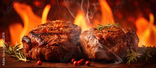 Flame-grilled beef steaks w...