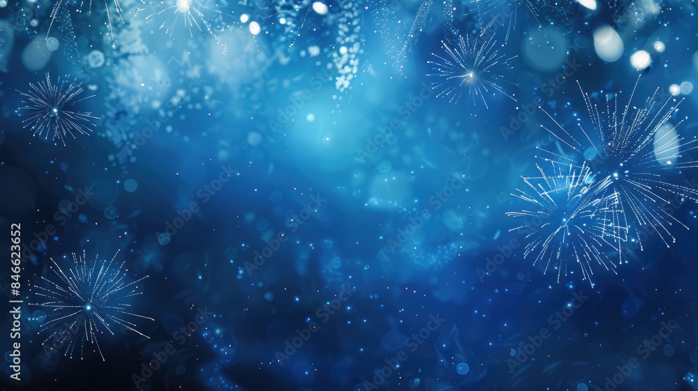 Fototapeta premium golden fireworks on a blue background