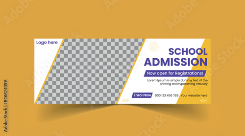 School admission banner template, admission banner