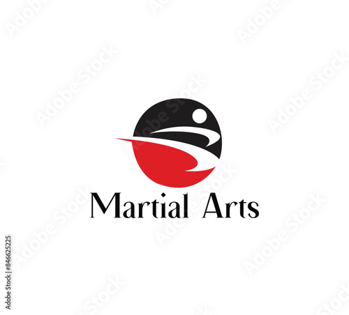 Abstract High kick logo design mixed martial art. pictogram karate combat with abstract karate move graphic
