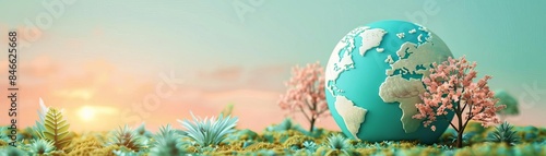 Global emissions reduction flat design side view environmental justice theme animation colored pastel photo