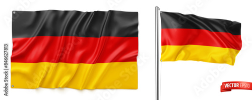 Vector realistic illustration of German flags on a white background.

