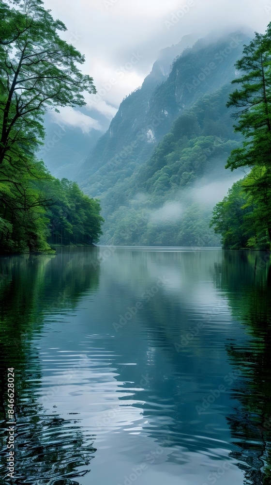 A beautiful mountain range with a river running through it A beautiful mountain range with a river running through it