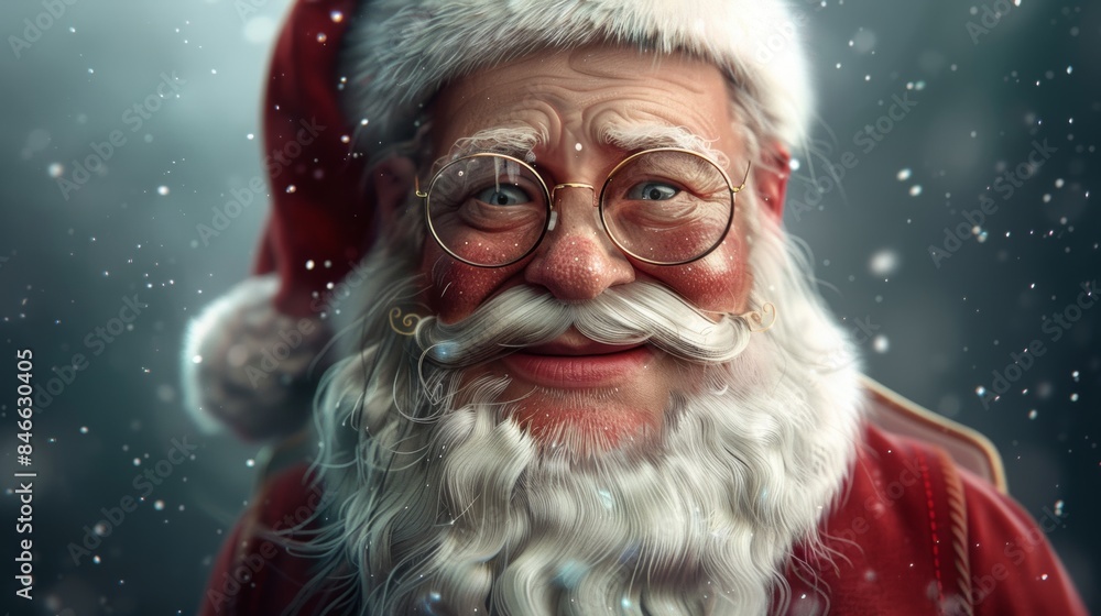 A close up of a santa claus with glasses and beard, AI A close up of a santa claus with glasses and beard, AI