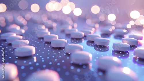 CuttingEdge Medicine Illuminated Tablets on Futuristic Surface