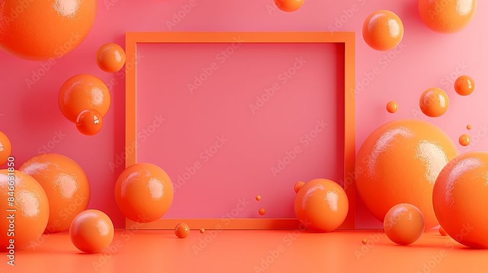 A frame of orange balls with a pink background A frame of orange balls with a pink background