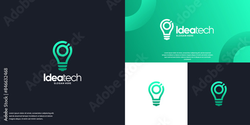 digital abstract bulb lamp logo ,innovation tech , logo design illustration.