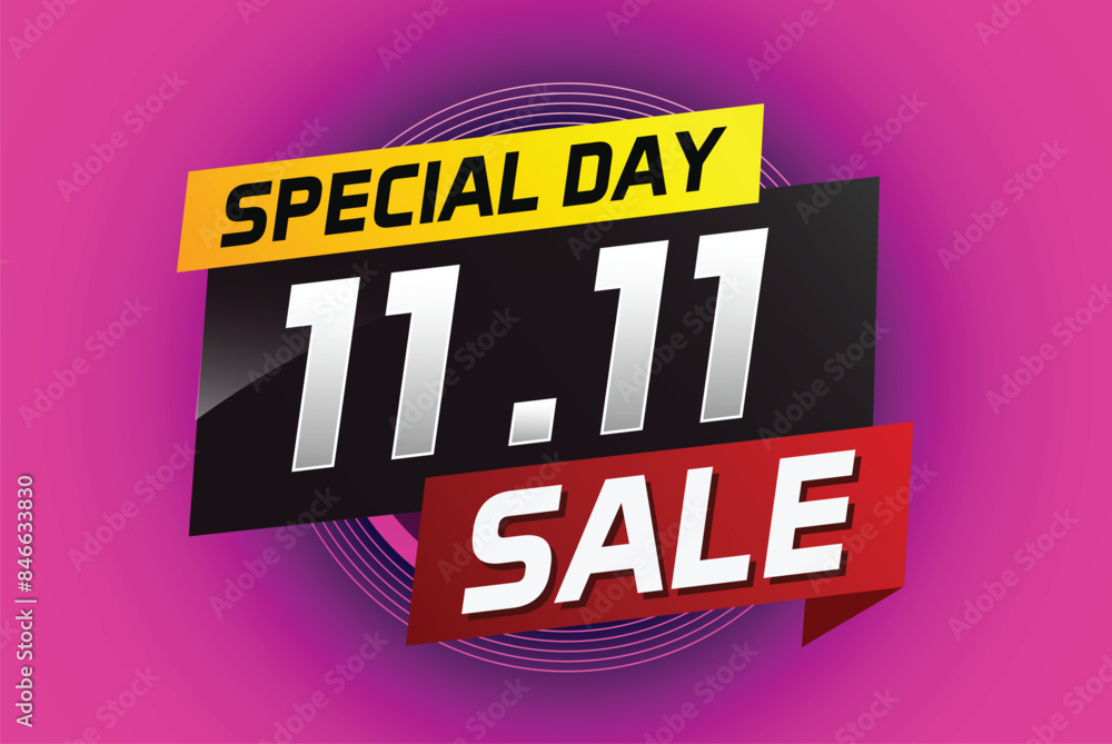 Fototapeta premium 11.11 Special day sale word concept vector illustration with ribbon and 3d style for use landing page, template, ui, web, mobile app, poster, banner, flyer, background, gift card, coupon