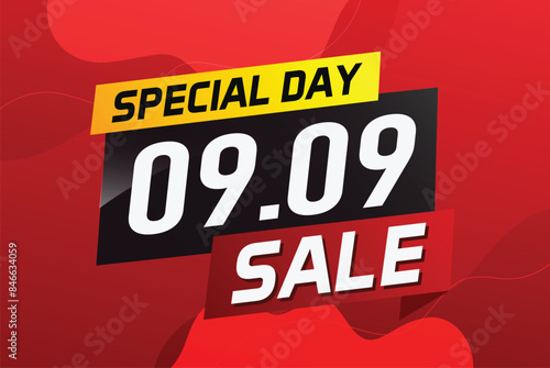 9.9 Special day sale word concept vector illustration with ribbon and 3d style for use landing page, template, ui, web, mobile app, poster, banner, flyer, background, gift card, coupon


