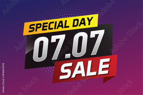 7.7 Special day sale word concept vector illustration with ribbon and 3d style for use landing page, template, ui, web, mobile app, poster, banner, flyer, background, gift card, coupon

