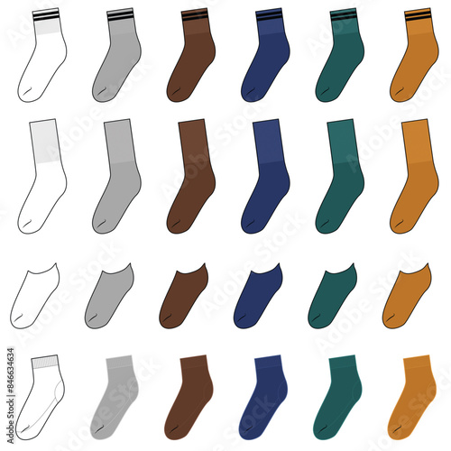 Set of socks vector illustration. Socks mock up editable 