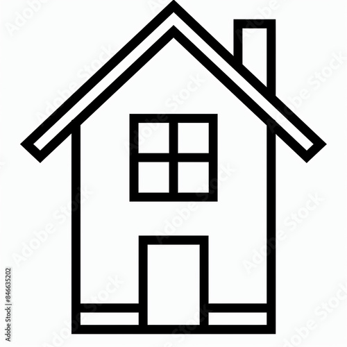 [Home] one, unit, line art, black bold line, icon, simple shapes, white background, symbol 