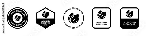 Almond Essence Oil - vector signs for product packaging label.