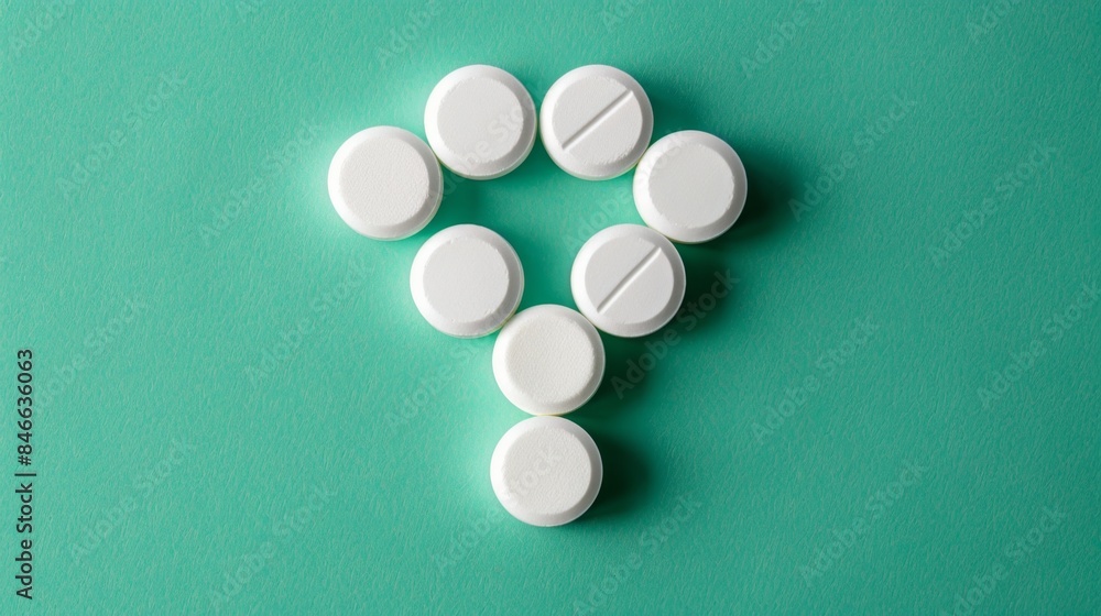 Positive Prescription White Tablets Forming Checkmark on Green Background Medical Approval and Clinical Success Concept Positive Prescription White Tablets Forming Checkmark on Green Background Medical Approval and Clinical Success Concept