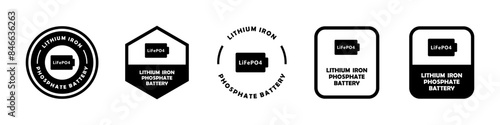 Lithium Iron Phosphate Battery - Vector signs for battery.