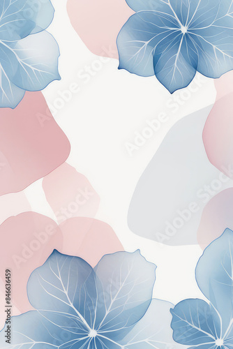 Delicate enchanting transparent flower background, blue hydrangea floral design in pastel colors toned. photo