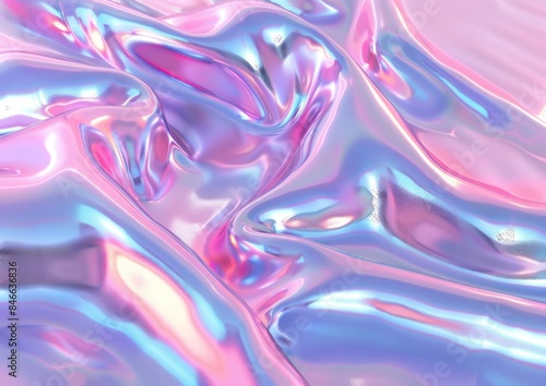 Swirling pink and blue liquid surface with shiny reflections for beauty, fashion and art concepts