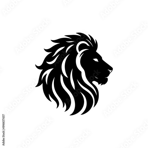 Lion Silhouette Head vector art illustration