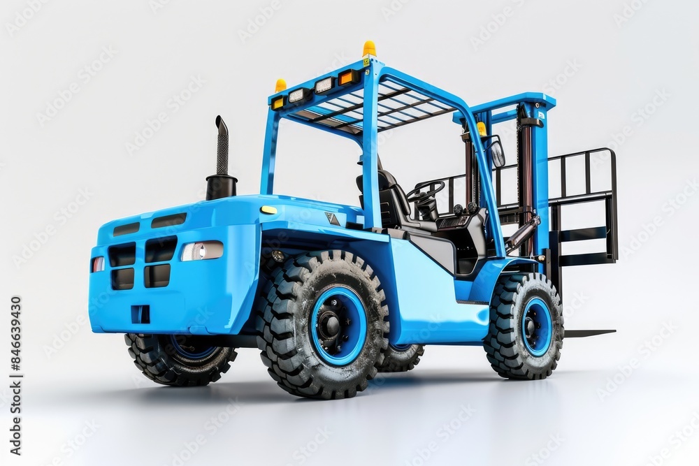 Naklejka premium Forklift with a white background and blue color