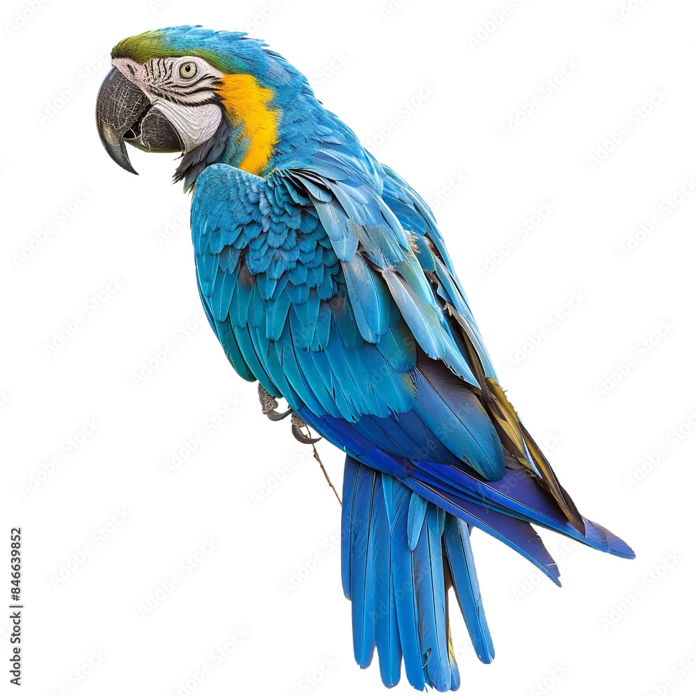 Fototapeta premium blue and yellow macaw isolated on a transparent background,