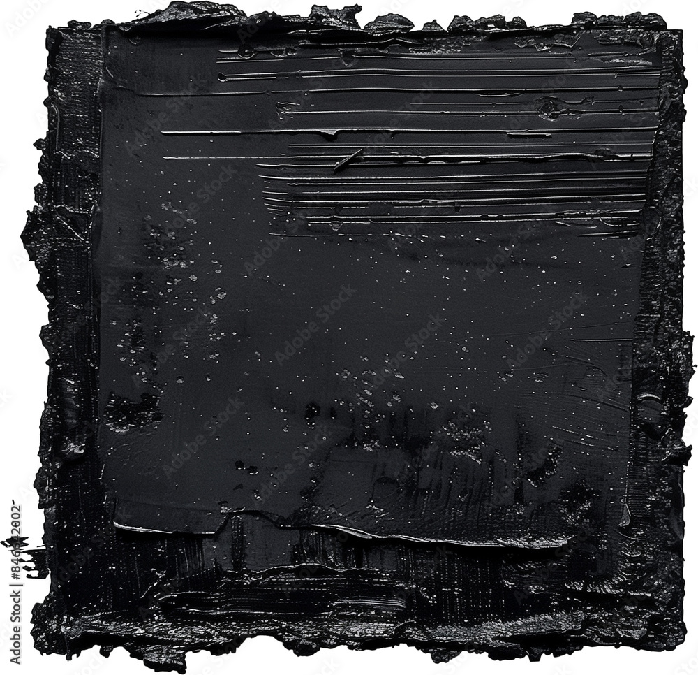 Fototapeta premium Bold Simplicity: A Flat Solid Black Rectangle Painted with a Stiff Brush