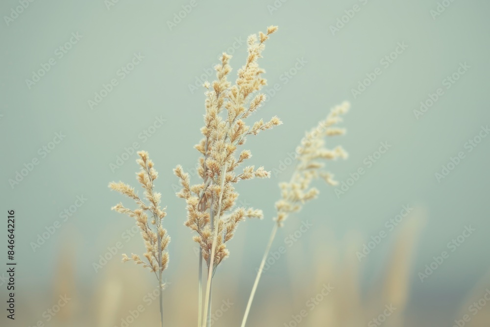 Fototapeta premium Serene golden wheat field on a calm day