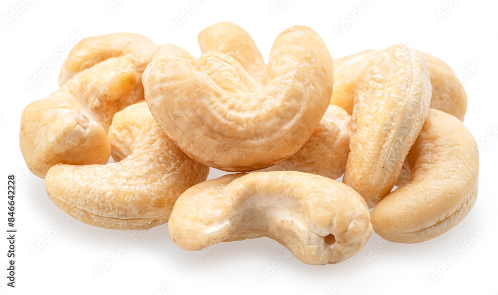 Raw cashew nuts isolated on white background. Raw cashew nuts isolated on white background.