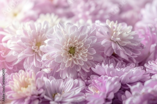 Soft pink chrysanthemums in bloom for cheerful floral backgrounds