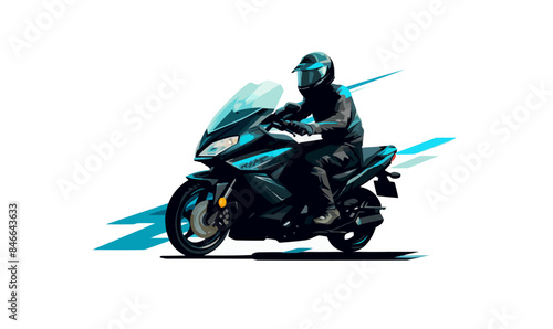 man riding Motor bike isolated vector style with transparent background illustration