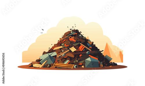 metal pile of trash vector flat minimalistic isolated vector style illustration