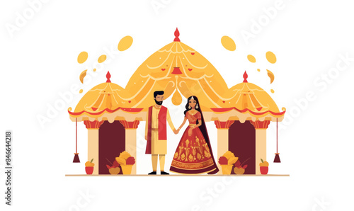 Indian wedding vector flat minimalistic isolated illustration