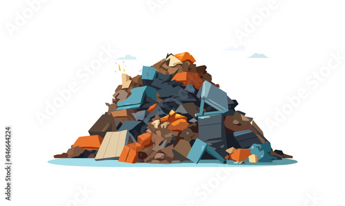 metal pile of trash vector flat minimalistic isolated vector style illustration
