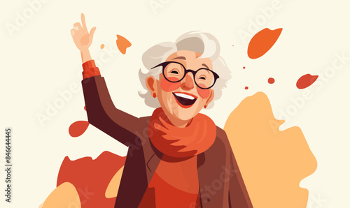 happy old woman vector flat minimalistic isolated illustration