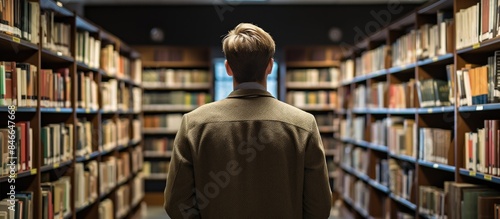 A young male student readin...