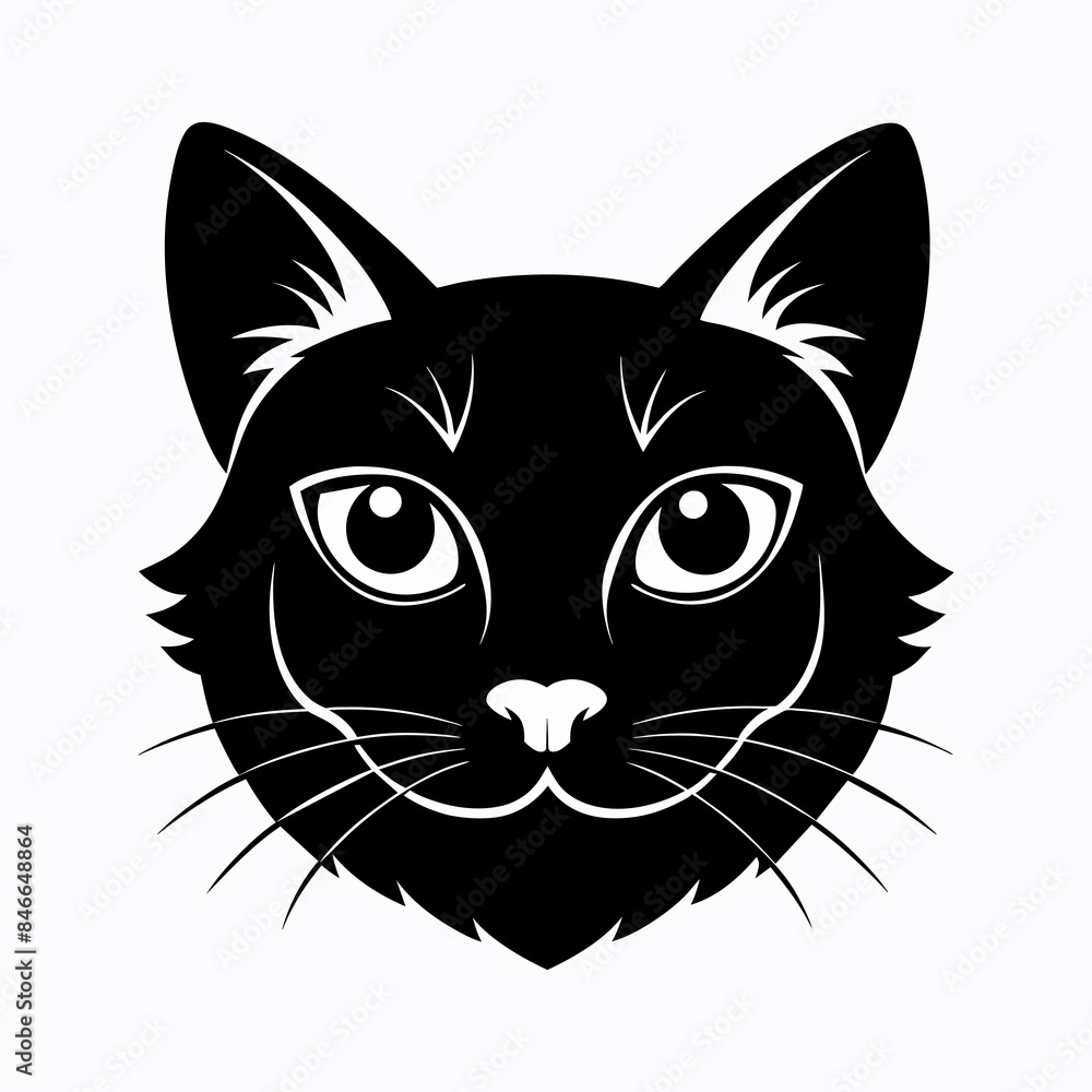 a black cat with a white face on a white background a black cat with a white face on a white background