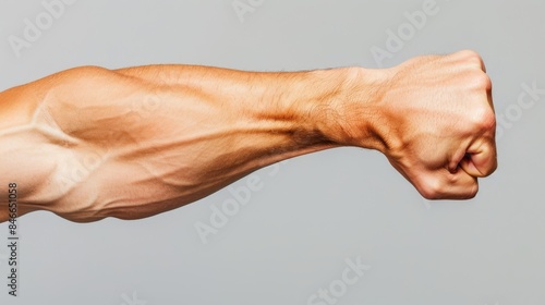 Flexed Bicep a close-up of a man arm with a clenched fist.