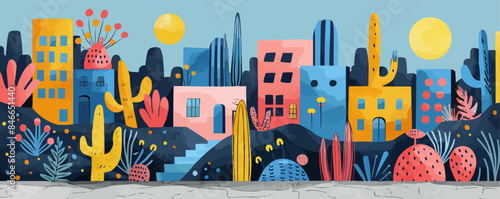 Urban street art mural with a surrealistic design Vector flat minimalistic isolated illustration