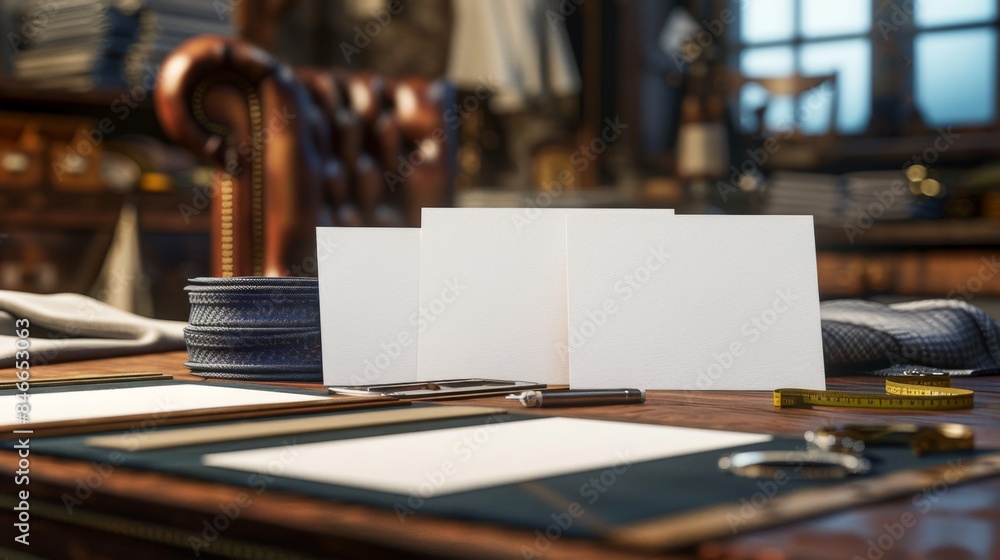 Tailor's Workshop Bespoke Business Cards Fabric Swatches and Measuring Tape