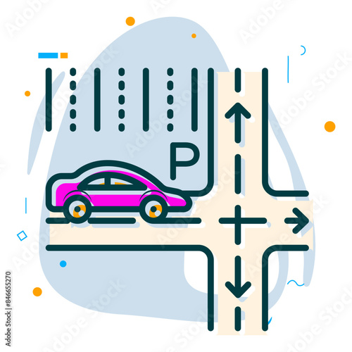 vehicle is moved by mechanical maneuvers to available space concept, automated highway system vector design, Artificial general intelligence symbol, Natural Language Processing sign Machine Deep Learn