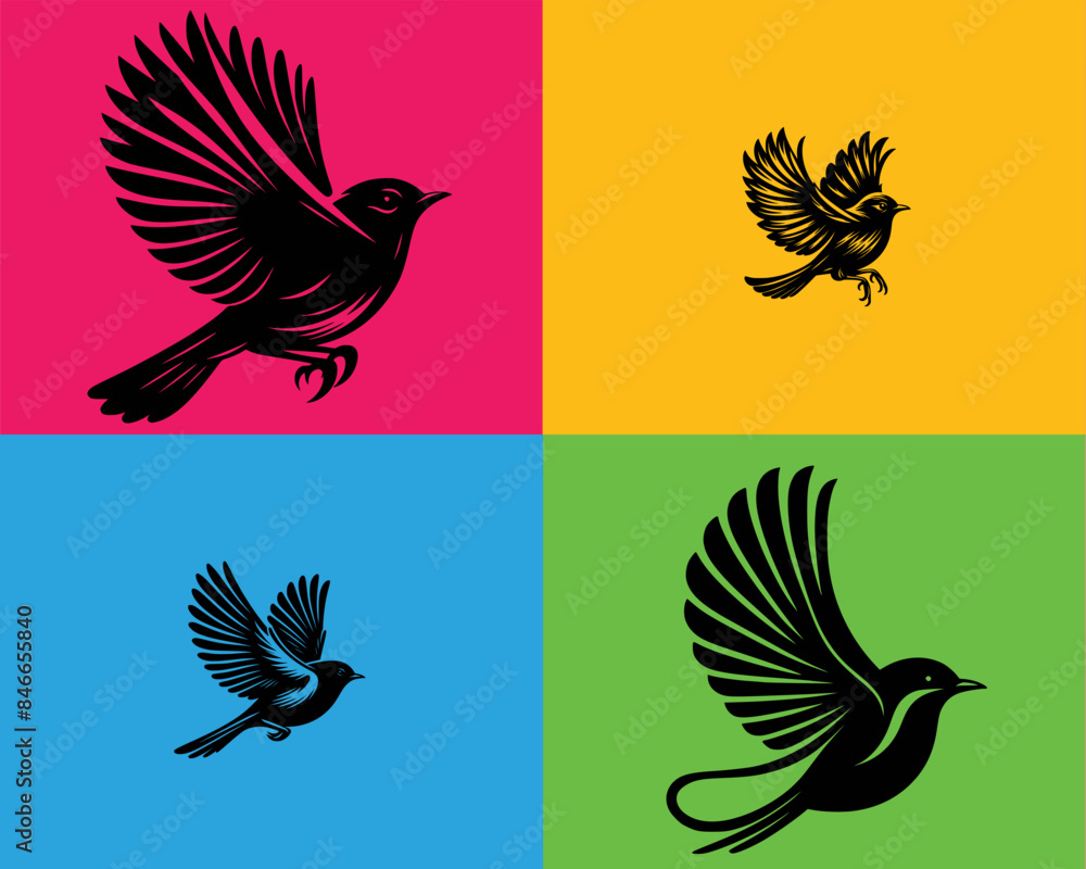 Obraz premium Robin Bird Logo Design Concept Vector. Animal Logo Design Template. flat robin logo. black flat robin bird design.