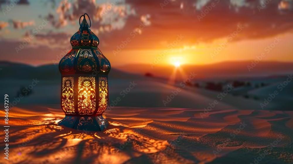 Desert Sunset Lantern. An ornate lantern sits on a sand dune at sunset, evoking a sense of peace and the beauty of the desert.
Desert Sunset Lantern. An ornate lantern sits on a sand dune at sunset, evoking a sense of peace and the beauty of the desert.