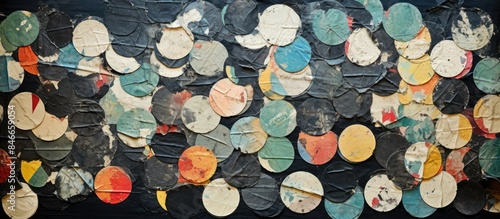 Old torn paper pieces, roun...