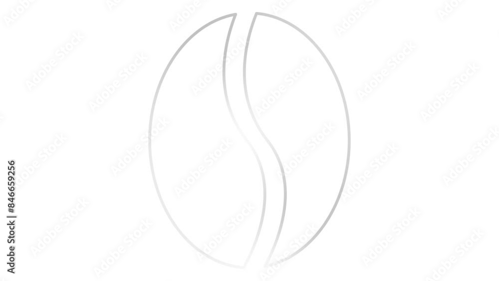 Animated silver linear coffee bean is drawn. Line symbol of coffee. Concept of cafe. Looped video. Vector illustration isolated on white background. Animated silver linear coffee bean is drawn. Line symbol of coffee. Concept of cafe. Looped video. Vector illustration isolated on white background.