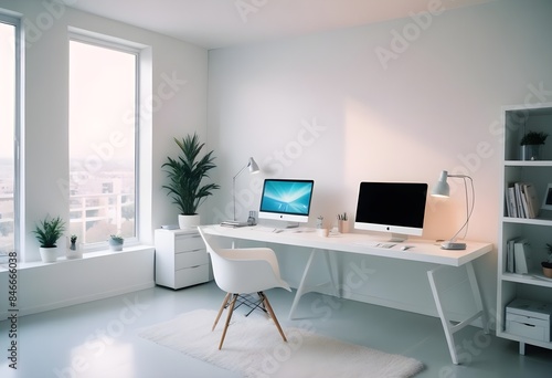 minimalist interior design style futuristic home office sleek furniture state of the art technology