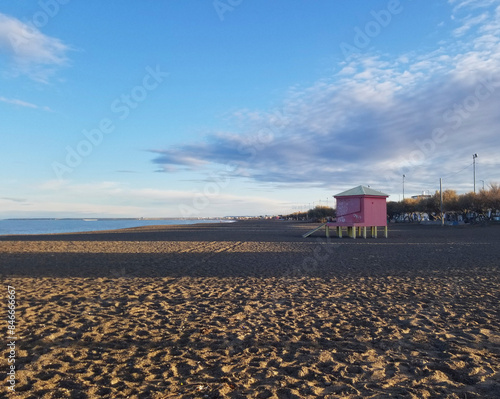 sunset on the beach in Playa Unión, Argentina