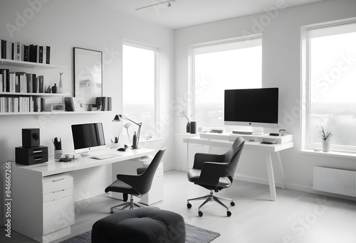 minimalist interior design style futuristic home office sleek furniture state of the art technology