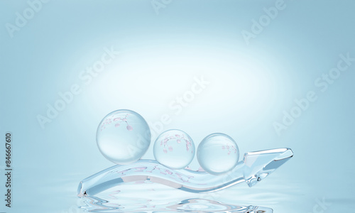 Wallpaper Mural Molecule inside Liquid Bubble on water background. skin care cosmetics solution Torontodigital.ca