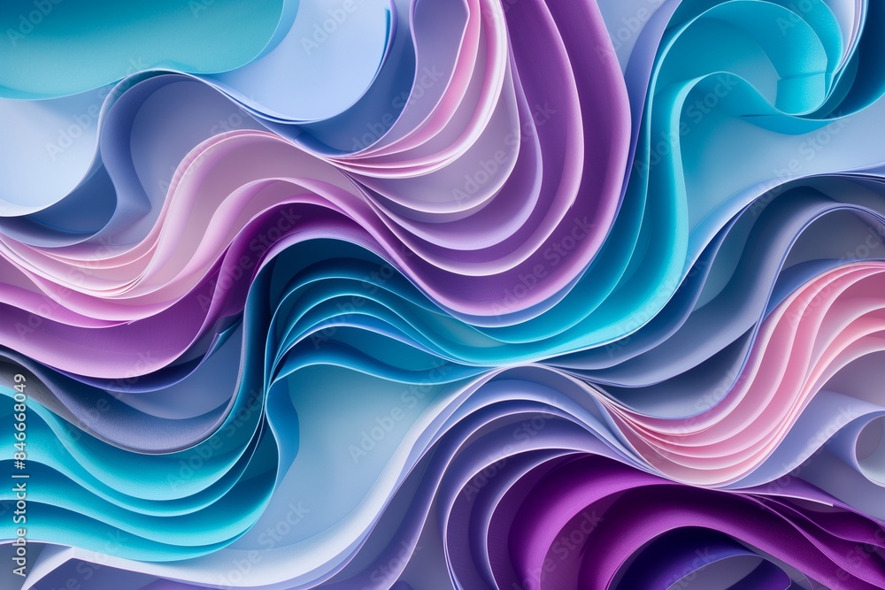 Detailed quilling artwork featuring vibrant ribbons in a swirl of blues and purples. Detailed quilling artwork featuring vibrant ribbons in a swirl of blues and purples.